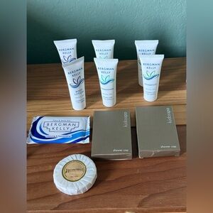 Bergman Kelly Hotel Toiletries Set White Tea Shampoo Lotion Soap Shower Cap